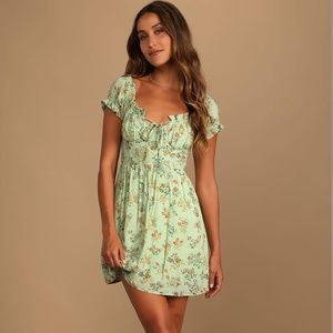 Lulu's All Heart Floral Print Off the Shoulder Minidress